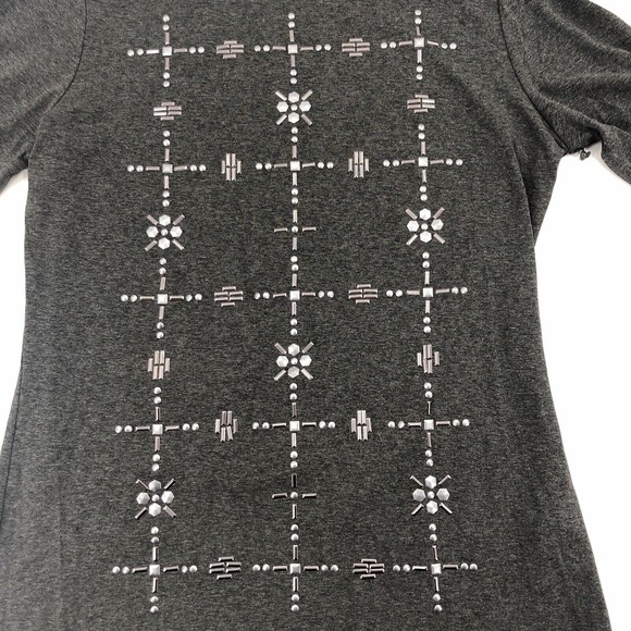 Vince Camuto Womens Top Small Gray Metal Stud Long Sleeve Stretch Rayon Knit NEW - Picture 4 of 12
